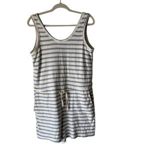 Old Navy Romper Terry Cloth Medium Striped Tank Sleeveless Drawstring‎ Pockets
